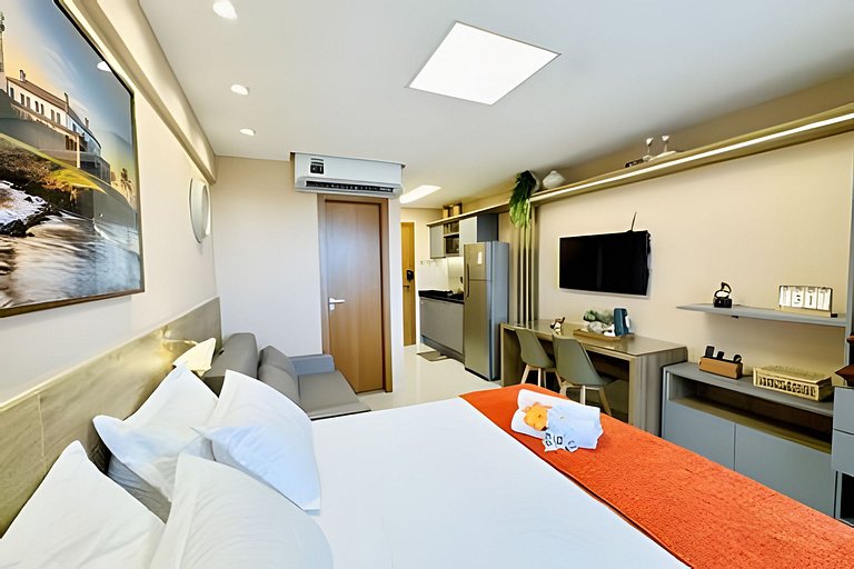 Studio moderno e completo, ao lado do Mar