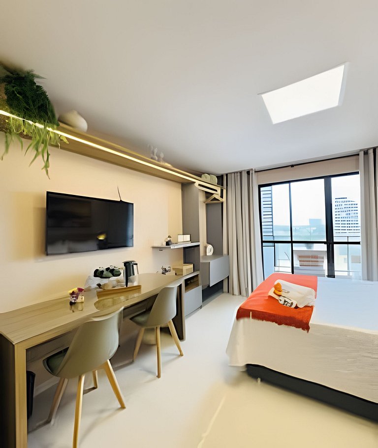 Studio moderno e completo, ao lado do Mar