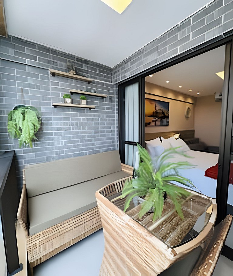 Studio moderno e completo, ao lado do Mar