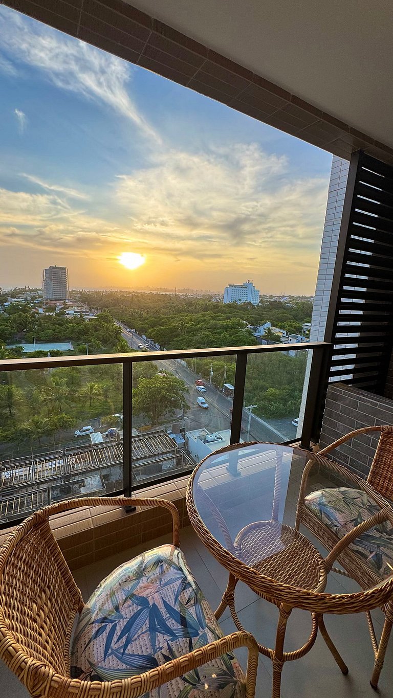 Studio em Salvador, vista para o mar e pôr do sol