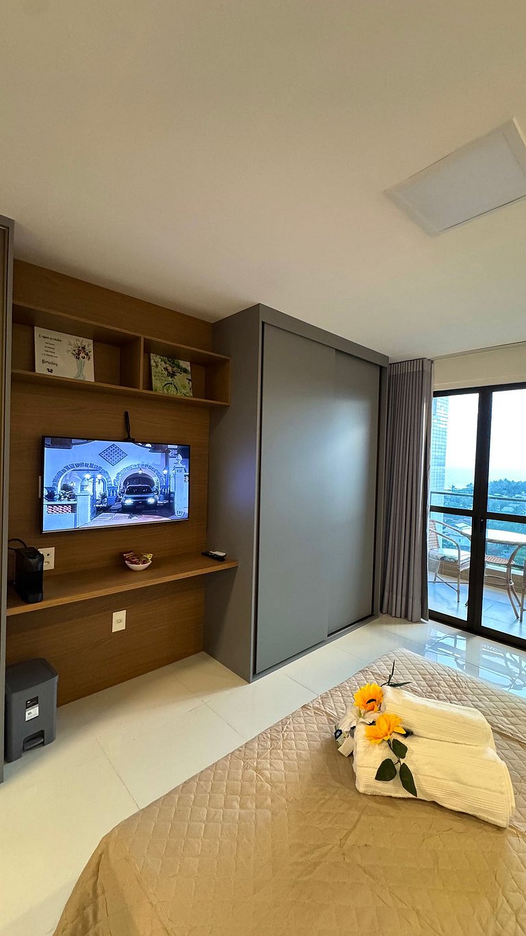 Studio em Salvador, vista para o mar e pôr do sol