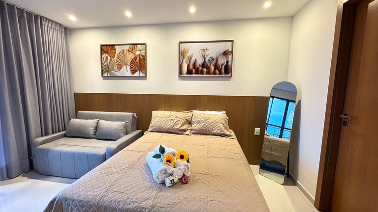 Studio em Salvador, vista para o mar e pôr do sol