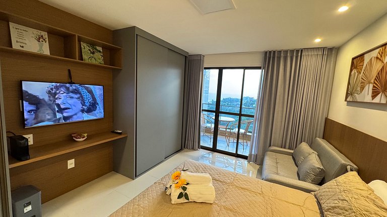 Studio em Salvador, vista para o mar e pôr do sol