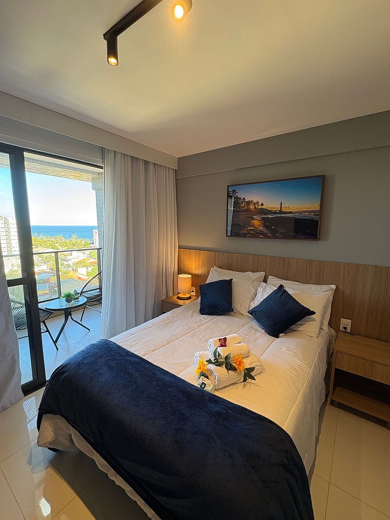 Studio aconchegante com vista para o mar